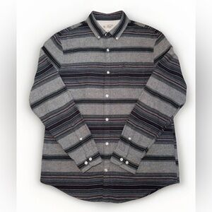 Original Penguin Munsingwear Long Sleeve Cotton Button Down Gray Blue Shirt L